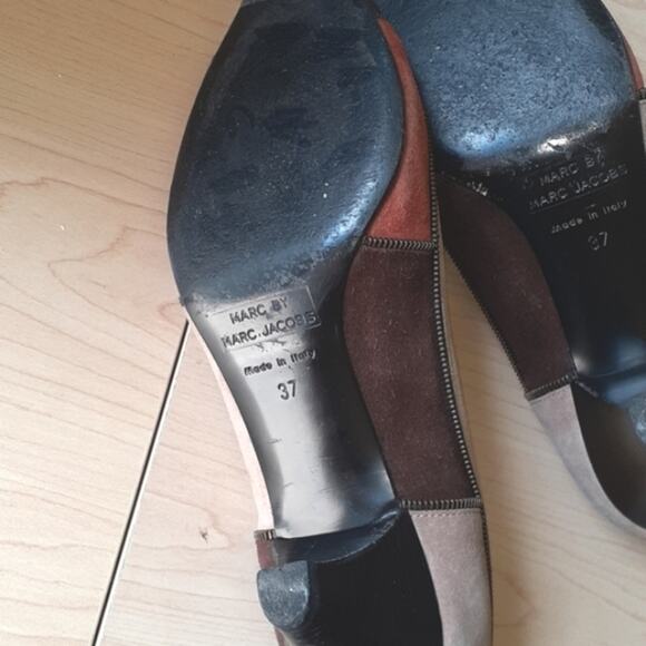 MARC BY MARK JACOBS Patchwork Pumps Size 7 SUEDE Heels Office Workwear Vintage - Picture 9 of 13